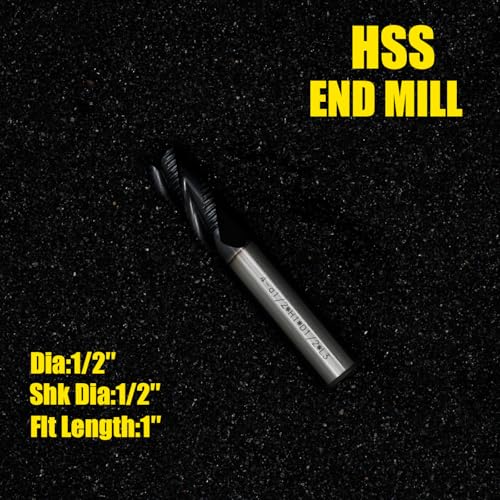 Image of Roughing End Mill JESTUOUS HSS Square Nose 4 Flute Fine Tooth Bit 1 /2 inch Shank Dia. 1 inch Flute Length for Milling Metal Steels,1 Piece