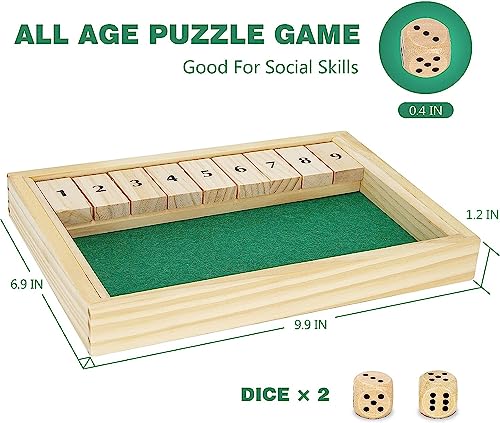 Win Sports Wooden Shut The Box Game - Dice Game 2 Player,Board Game,Classics Tabletop Version,Popular Pub Game,Math,Travel For Kids #9 #TOP6