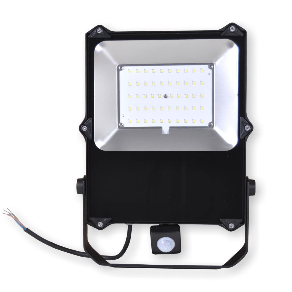 Summit LED Strahler 50W 6000lm schwarz mit Sensor Bewegungsmelder Flutlichtstrahler Außenstrahler IP65 6500K