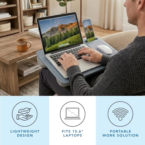Image of LAPGEAR Home Office Lap Desk - Slate Blue, Fits 15.6 inch Laptops
