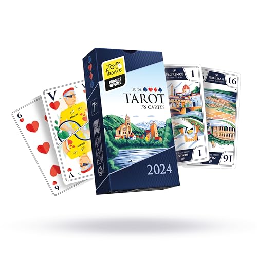 Tour de France - Jeu de Tarot Officiel du Tour de France 2024 - Édition Limitée, Illustrations Exclusives des Villes Étapes - Inclus 1 Règle Spéciale pour...