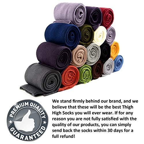 Black Over The Knee High Socks For Women, Meikan Thigh High Socks Stockings Cosplay Cotton Womens Long Knee Casual Socks 3 Pairs (Black) #TOP5