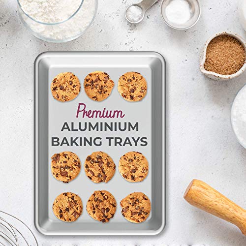 Bakeware Set – 3 Aluminum Sheet Pan – 1/8 Size (6.5" X 9.5") – For Home Use. Perfect Size For Your Microwave Oven, Non Toxic, Perfect Baking Supply Set For Gifts, For New And Experienced Bakers Alike #TOP3