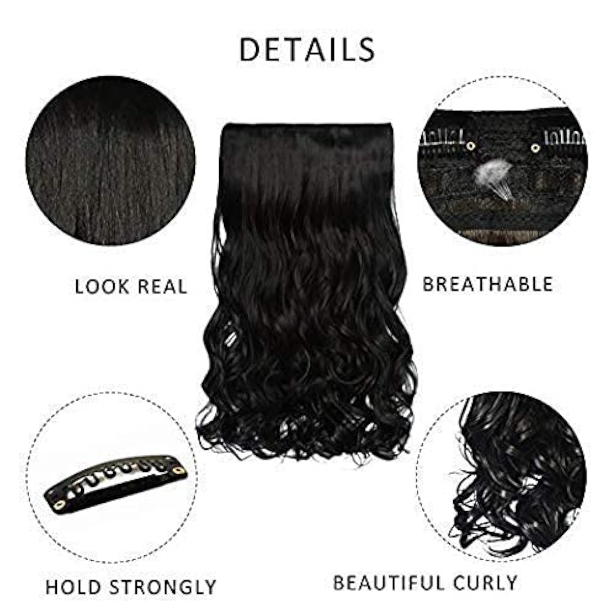 Good Length Wavy/Curly Black Hair Extension, Everyday Use