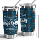 CWEGSJ Mail Lady Gifts Don't Mess With The Mail Lady I Know Where You Live 20oz Stainless Steel Insulated Tumbler Postal Worker Gift
