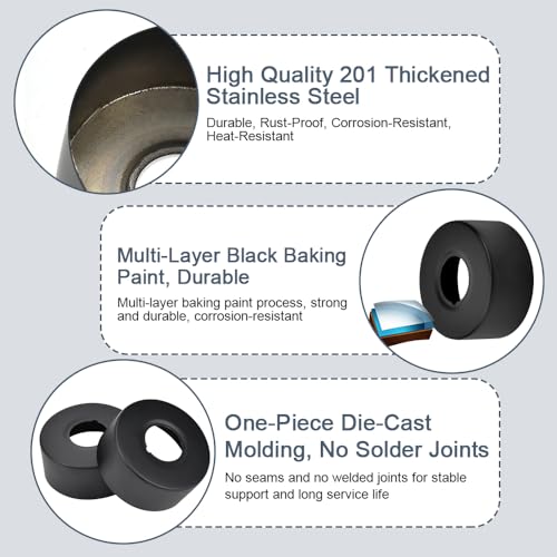 CAREDGO 4 Stück Rohrabdeckung Edelstahl Abdeckung Abdeckrosette Schwarz Gewinderosette Duschrosetten Rosette Wasserhahn Rohr Abdeckung Rosetten für Bad Duscharmatur Wasserhähne Heizkörper (25mm)