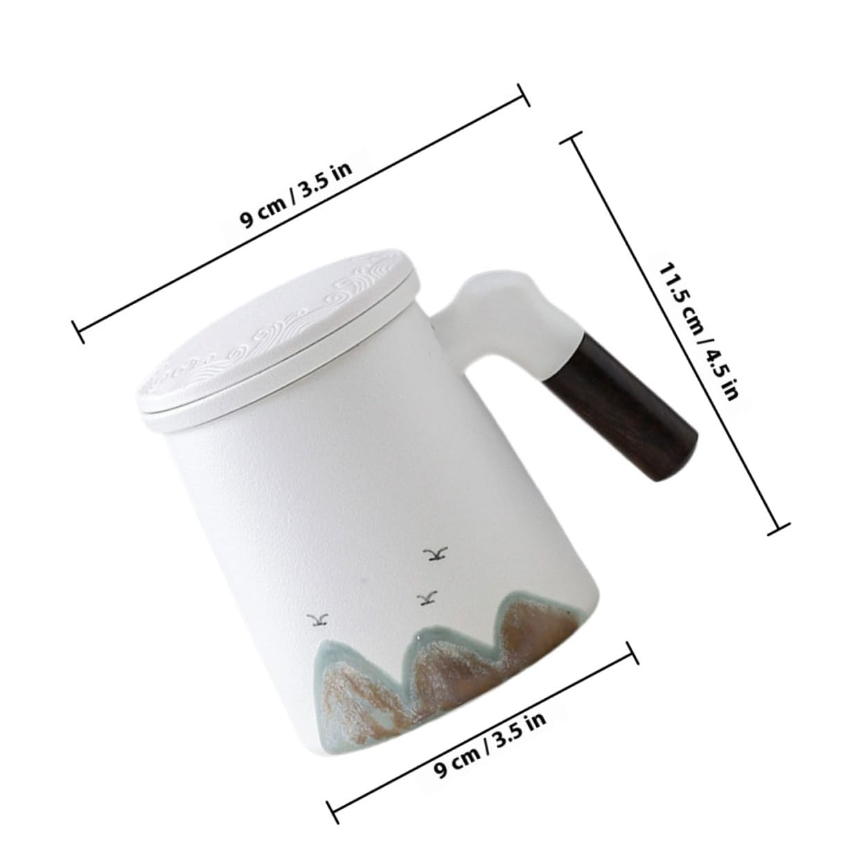 UKCOCO Taza de Cerámica con Infusor y Tapa para Té con Filtro Integrado, Diseño Ligero y Capacidad Adecuado para Escritorio
