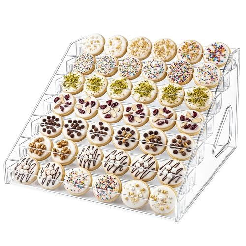 Dojomadf Clear Acrylic 7-Tier Cookie Display Stand Tiered Dessert Stand for Cupcakes Cookies & Pastries Ideal for Bakers Vendors Birthday Parties Craft Fairs & Market Booths