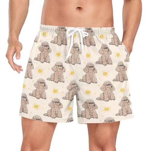 Poodles Men's Swim Trunks with Liner Quick Dry Beach Shorts Swimwear Bathing Suit S-XXL