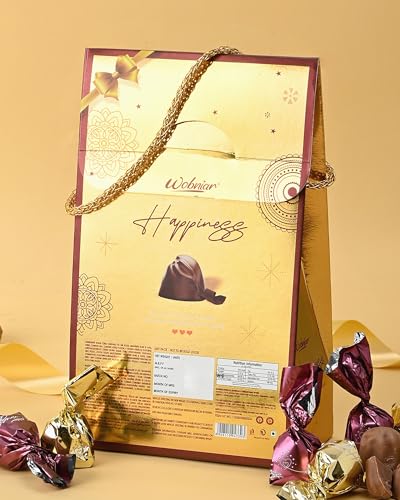 Image of Hyperfoods Wobniar Happiness Chocolate Gift Pack 180 Grams Golden Bag