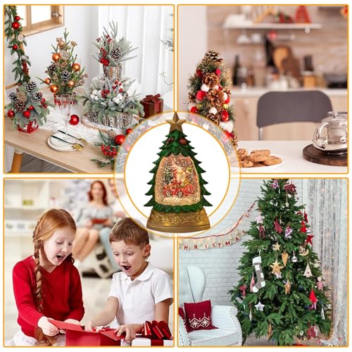 Linterna de globo de nieve de Navidad con purpurina y movimiento para decoración hogareña 5