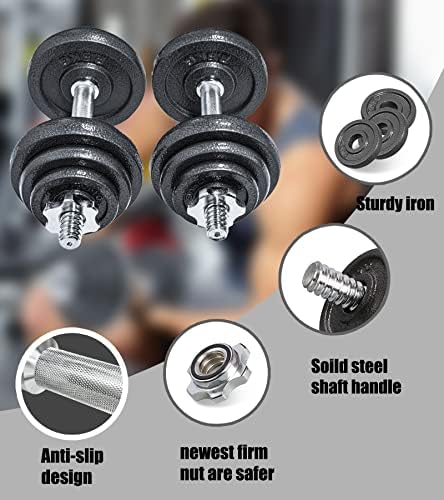 AJUMKER Adjustable Dumbbells Barbell Set 20KG Fitness Barbell Set,Weight Lifting Weight Set Strength Equipment Free Weights Dumbbell Indoor Workout Weight Set with Storage Box (UK Stock)