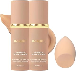 4 in 1 Color Changing Foundation Makeup Liquid - Moisturizing Medium Full Coverage Concealer, Medium Spectrum Foundation Cream Moisturizing Nourishing,Waterproof & Sweatproof 40ml/1.41 FL.OZ*2
