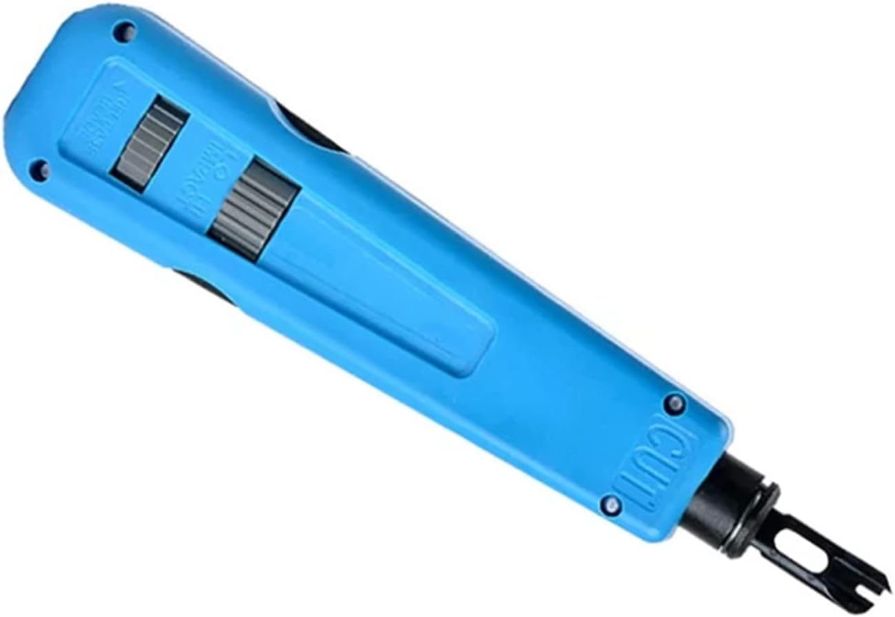 Punch Down Tool, Multifunction Impact Network Cable Termination Tool with Adjustable Hi Low Force Replaceable Dual Use Head Storage Tail Hook Steel 18cm 1 Piece