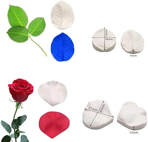 Molde de veta de silicona con diseño de flores y hojas de rosas y pétalos de flores, moldes en relieve para decoración de pasteles de boda,
