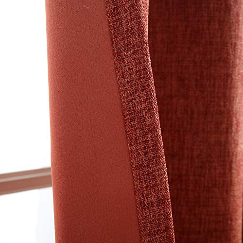 Kotile Burnt Orange Curtains For Bedroom - Faux Linen Texture Room Darkening Curtains 84 Inch Length, Grommet Top Dark Orange Curtains For Living Room, 52 X 84 Inch, 2 Panels, Burnt Orange/Rust #TOP4