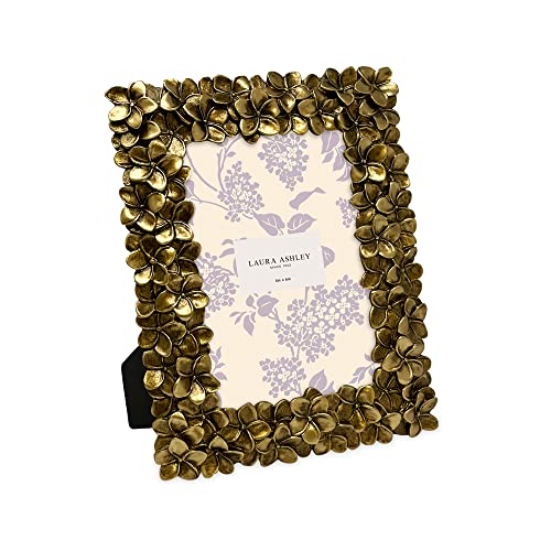 Image of Laura Ashley 4x6 Gold Flower Textured Hand-Crafted Picture Frame w /Easel