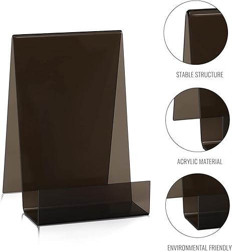 Miniatura 5 de ZOEY Soporte de acrílico para libros con repisa negra para caballetes  Paquete de 5 soportes grandes para libros para exhibición de libros, hojas de