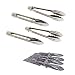 Set of 4 Stainless Steel Mini Clam Shell Food Service Tongs with Sliding Rings, 7" Size