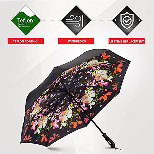 Repel Umbrella Reverse Umbrella - Upside Down Inverted Reversible Wind Resistant Design - Teflon Canopy - Windproof Umbrella With Fiberglass Ribs #TOP2
