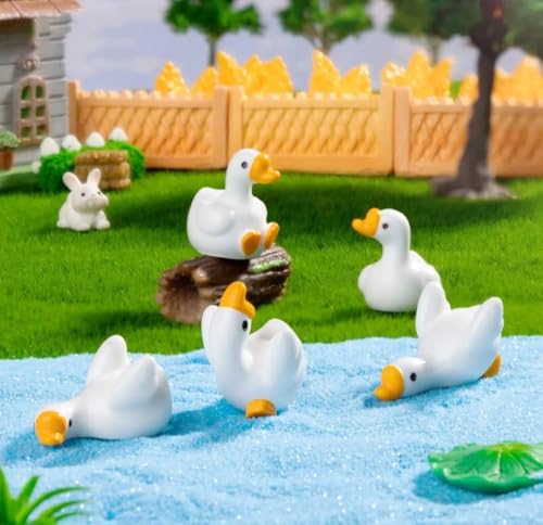 Image of VRB Dec 1 Set Miniature Showpiece Set for Home Decor,Car Dashboard,Valentine,Living Room,Gifts Figurines,Cake Decoration Items,Figurines for Home Decor. ((6 Pcs Lazy Duck))
