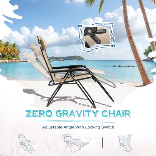 image for Greesum Zero Gravity Chairs Set of 2 Adjustable Steel Mesh Recliners B