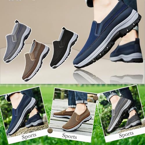 Orthowalkway Mens Shoes, Men's Arch Support Slip-on Canvas Loafers, Outdoor Casual Non Slip Orthopedic Sneakers2
