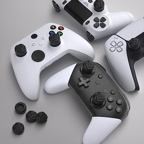 PlayVital Thumbs Cushion Caps Thumb Grips for ps5/4, Thumbstick Grip Cover for Xbox Series X/S, Thumb Grip Caps for Xbox One, Elite Series 2, for Switch Pro Controller - Raindrop Texture Design Black - 5