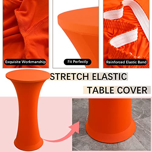 Image of Cocktail Table Covers - 2 Pack 24 inchx43 inch Fitted Highboy Table Cloth - Orange