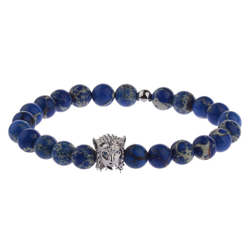 IBOWZ Bracciale Elastico Con Pietre Naturali 7 Chakra - Calcedonio Blu Per Yoga E Meditazione