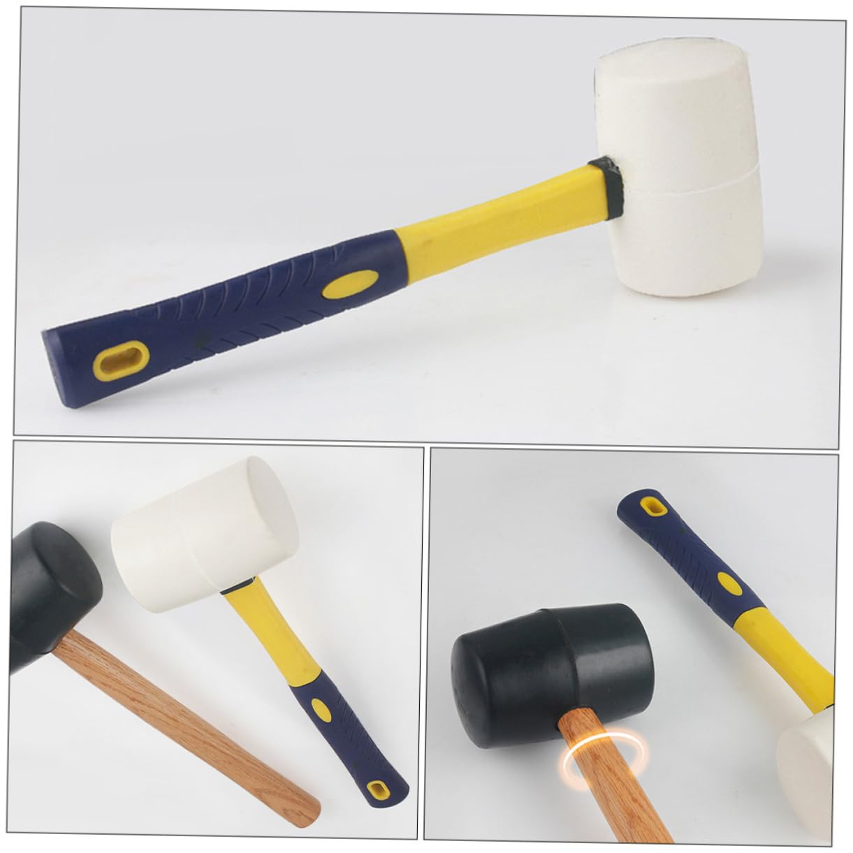 LIFKOME 1Pc Non Slip Rubber Hammer Tool for Floor Installation Shock Resistant Handle Easy to Use Wear Resistant for Tile and Laminate Work Household Hammer with Hanging