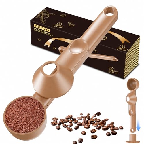 Image of Coffee Scoop with Funnel for Reusable K Cup, 2 TBSP Measuring Spoon | Mess-Free Funnel Design, Sliding Leveler for Precise 2 TBSP, Long Handle for Coffee, Protein Powder & Tea (1-Pack)