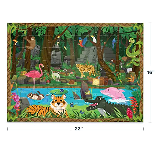 Momo & Nashi Search & Find Childrens Jigsaw Puzzles for Kids - 80 Pieces - Jungle Rainforest Theme - Floor Puzzles for Kids Ages 4-8, 3-5, 6-8, 8-10 Boys Girls - Educational Toys for Kids 5-7 - Gifts