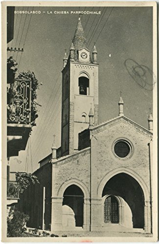 Primi '900 Bossolasco chiesa parrocchiale facciata campanile Cuneo FP B/N Cartolina Postale