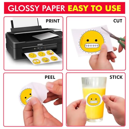 Image of Photo Paper Adhesive Paper Printable Vinyl (Printable Vinyl Sheets A4 SIZE) Sparkle Lamination Transparent Sticker Paper A4 Clear Heat Laminating Film for Documents, Photos & Crafts (Pack 5+5)