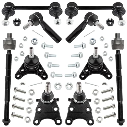 YMAUGP 10PCS Front Upper Lower Ball Joints Inner & Outer Tie Rods Sway Links Kit for Chevrolet Colorado for GMC Canyon 2006-2012 for Isuzu I-370 2008 RWD w/Coil Spring Suspension 16mm Tie Rod Threads