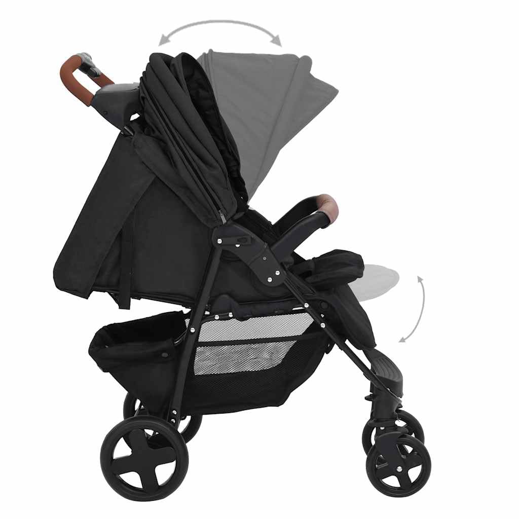 Passeggino combinato 3 in 1 con ovetto, passeggino pieghevole in acciaio e lino, antracite
