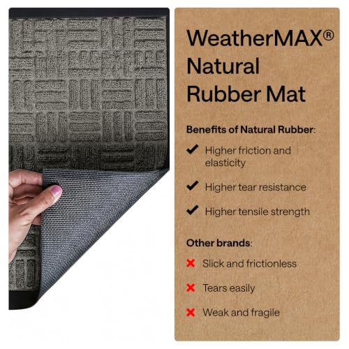 Image of GORILLA GRIP WeatherMAX Door Mat, Indoor Outdoor Use, 47x35, Gray Maze