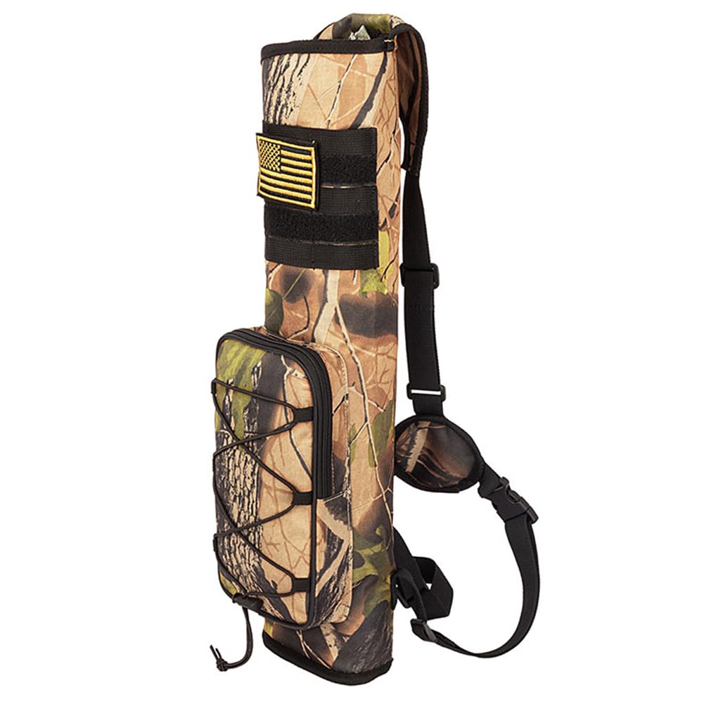 Archery Quiver for Arrows with Front Zip Bag, Back & Shoulder Quiver with Adjustable Strap for Compound Recurve Bow,Target Practice and Outdoor Archery (Camouflage)