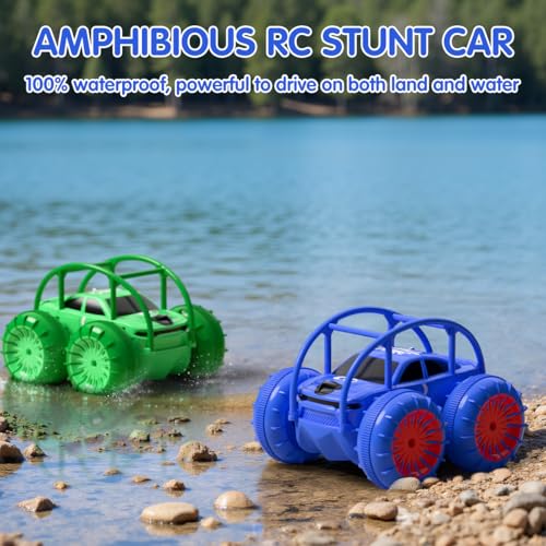 Image of Remote Control Car, Fast Direct Charging RC Cars Amphibious 360 Rotating LED Rechargeable Stunt Car 2.4Ghz 4WD All Terrain RC Race Cars Toy Christmas Birthday Gift for Kids Boys Girls Aged 3-12 years