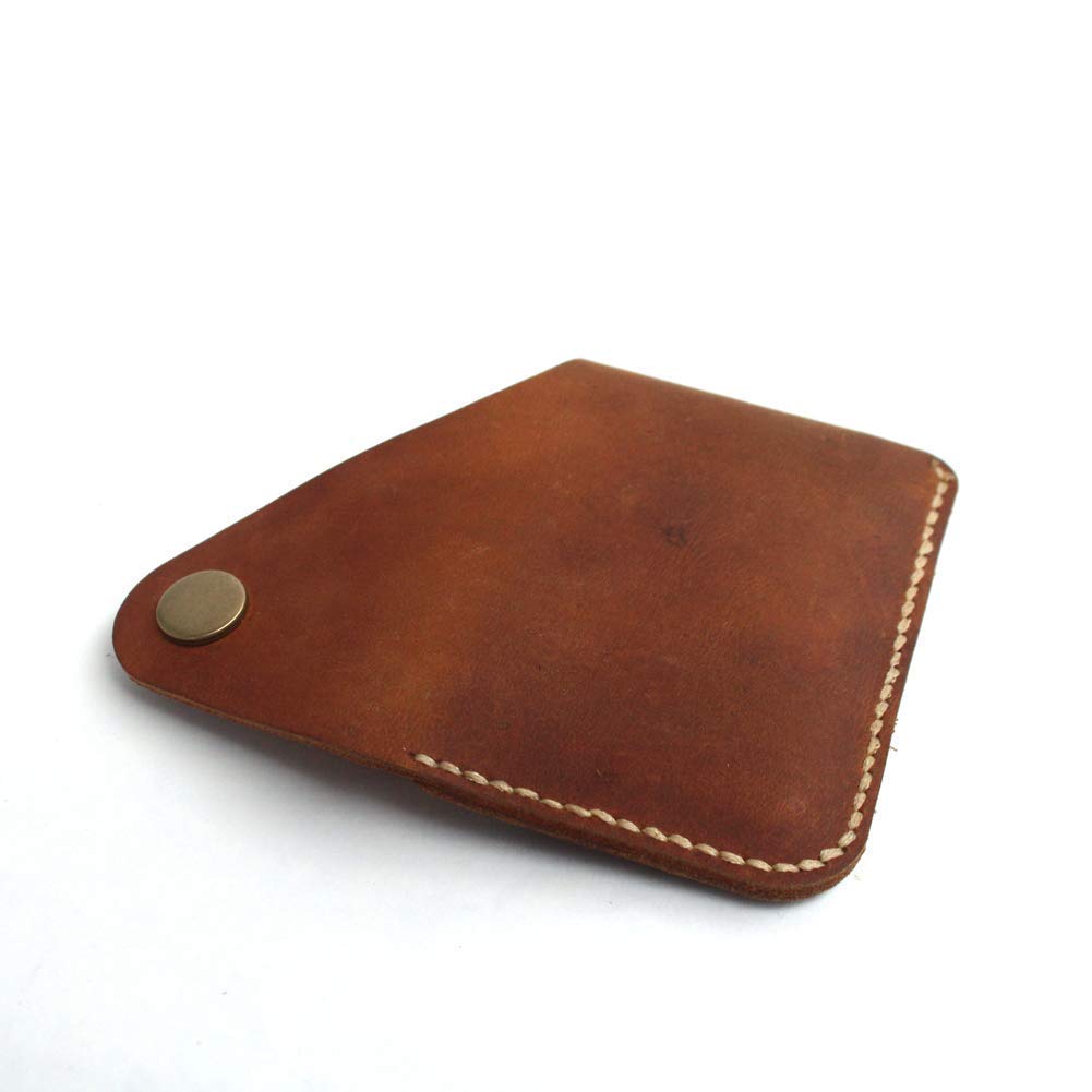 Handmade Genuine Leather Card Holder with Snap Closure - Ultra Slim Minimalist Wallet, Hand-Stitched Compact Front Pocket Card Case for Men & Women (Brown) image 7 of 8 B08L3PZ8PH