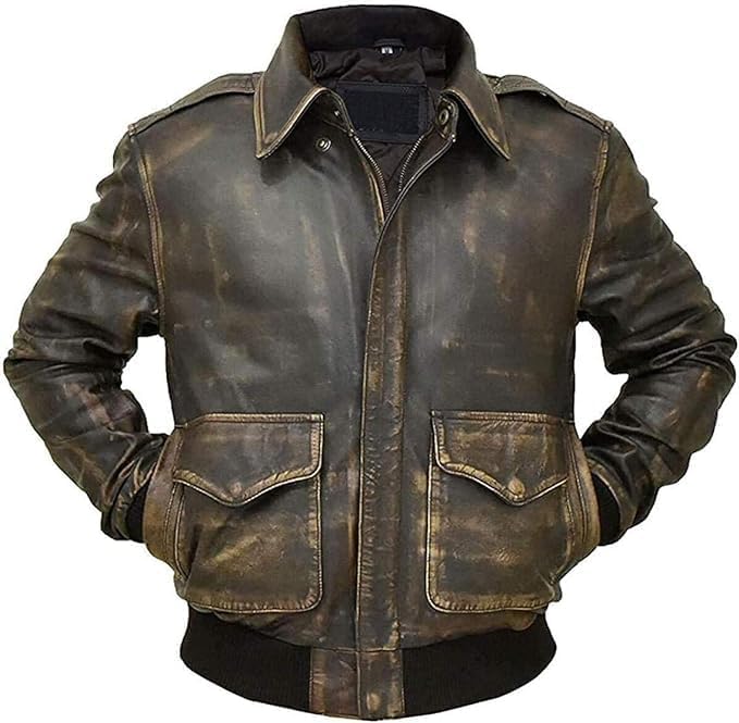 RAF Aviator WWII Men's A2 Military Cockpit Pilot Vintage Real Leather Bomber Jacket for Men (US, Alpha, Small, Regular, Regular, A2 Bomber Dusty Brown)