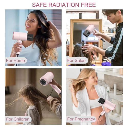 Image of Slopehill Professional Ionic Hair Dryer, Powerful 1800W Fast Drying Low Noise Blow Dryer with 2 Concentrator Nozzle 1 Diffuser Attachments for Home Salon Travel (Pottery Pink and Rose Gold)