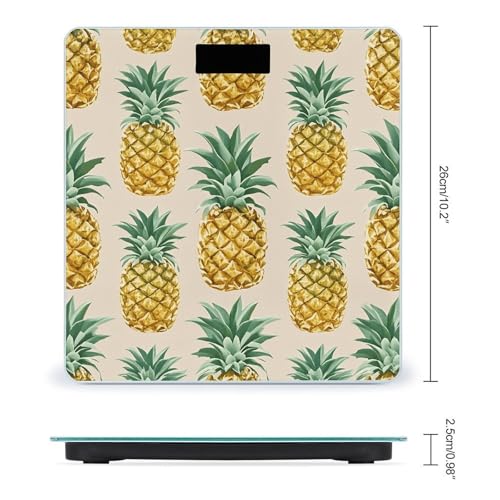 Báscula digital de baño con diseño de piña, vidrio templado miniatura 2