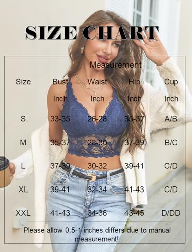 Image of Avidlove Bralettes for Women Lace Wireless Bra V Neck Racerback Crop Top Adjustable Lingerie No Padded