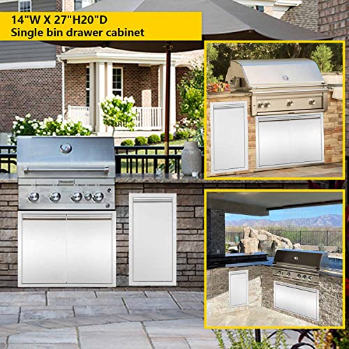 Atatod 14-inch Single Pull-Out Trash can Stainless Steel Outdoor Kitchen Trash can can Store a 10 Gallon Commercial Trash can Without Handle Design - Thumbnail 4