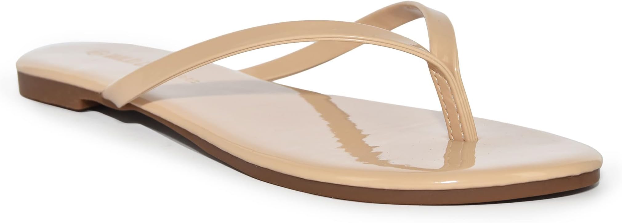 Wild DivaClassic Faux Patent Leather Almond Toe Flip Flop Thong Sandals