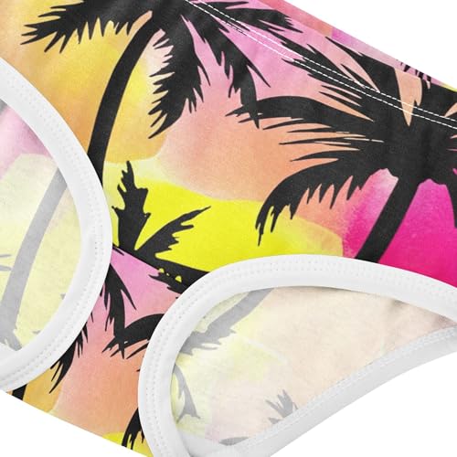 Black Palm Trees Watercolor Yellow Cute Panties Girl Toddler Girls Underwear Cotton Animals Underpants Briefs 2t4
