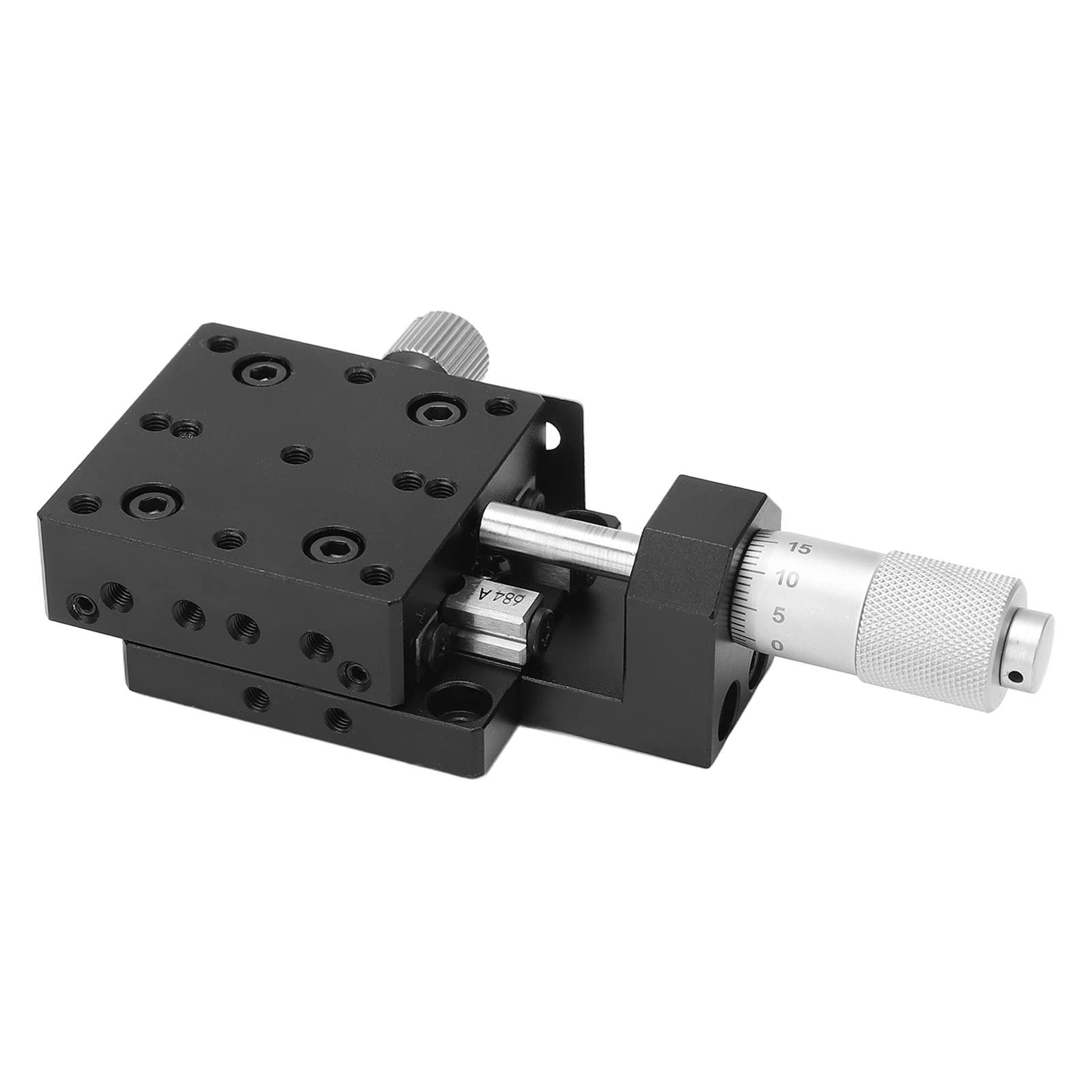 Manueller, präziser Lineartisch, hochgenaue Kreuzrollenführung, X-Achsen-Gleitplattform für optische Instrumente, Laborgeräte, Aluminiumlegierung, 40 x 40 mm, schwarz eloxi