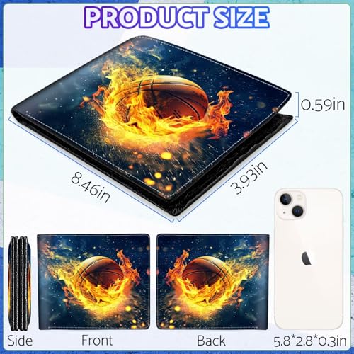 Image of Boys Wallet for Teens, Cool Kids Wallet for Boys Ages 8-10 9-12 11-15, Funny Basketball Leather Bifold Rfid Blocking, Coin Pocket Id Window for Teen Men Youth Guys Birthday Christmas Gifts